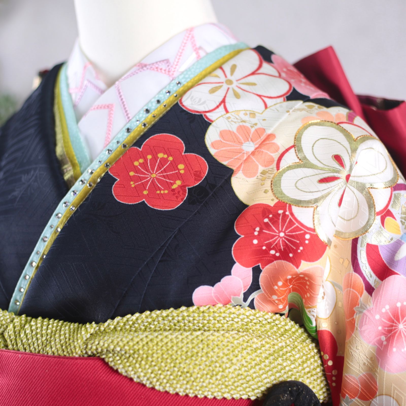 振袖フルセット 振袖セット 振袖 Lサイズ 紺×レトロ 美品 成人式 着物 晴れ着 6点セット FN-335 振袖フルセット 振袖セット 振袖 Lサイズ 紺×レトロ 美品 成人式 着物