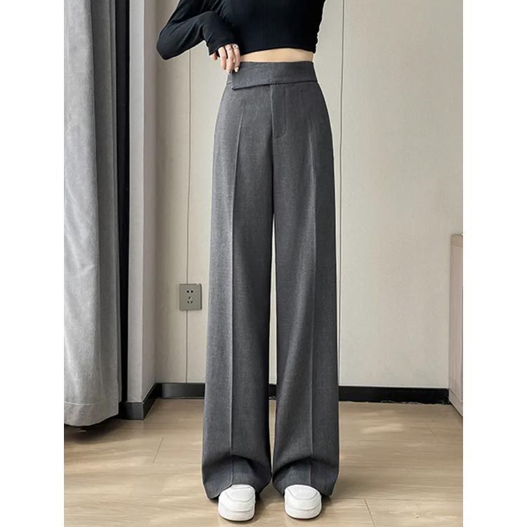 カジュアル 秋 春 ワイドパンツ 単色 ボトムス ロングパンツ