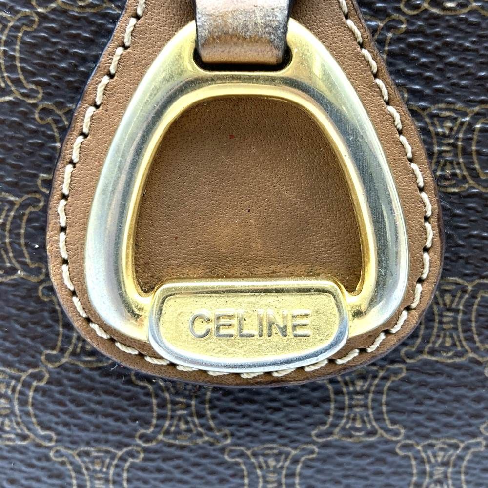 セリーヌ　ショルダーバッグ　ガンチーニ　マカダム　レザー×PVC ゴールド金具 CELINE マカダム柄ガンチーニ金具ショルダーバッグ | Hedy