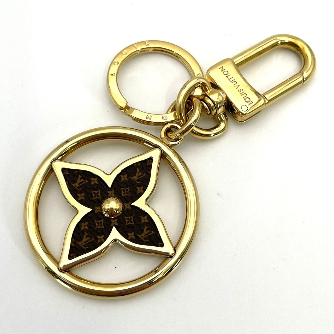 ルイヴィトン LOUIS VUITTON モノグラム M01207 ポルトクレ トレジャード ロゴ キーホルダー レッド キーチャーム ゴールド金具 7-5-363