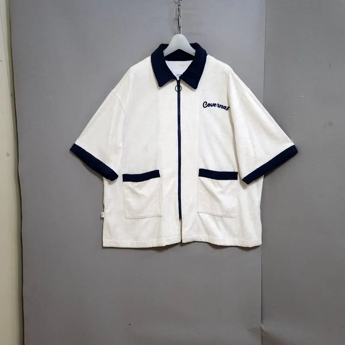 【雷市場（ポンジャン）商品韓国直送】 COVERNAT(カバーナット) タオル素材 ジップアップ Tシャツ L n1231
