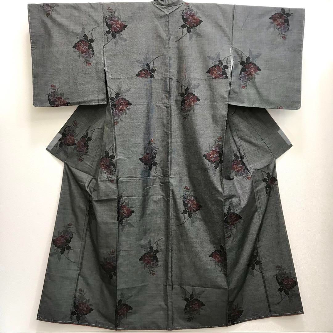 紬]本場大島紬 未使用 しつけ付き 片ス 七マルキ 花 蝶 鑑定書