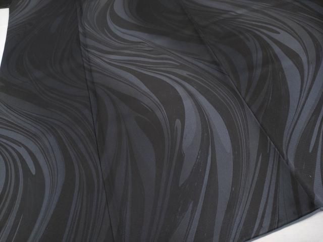 平和屋本店■極上　男性　小紋　墨流し文様　暈し染め　黒地　逸品　CYAA1846s5 平和屋本店□極上 男性 小紋 墨流し文様 暈し染め 黒地 逸品