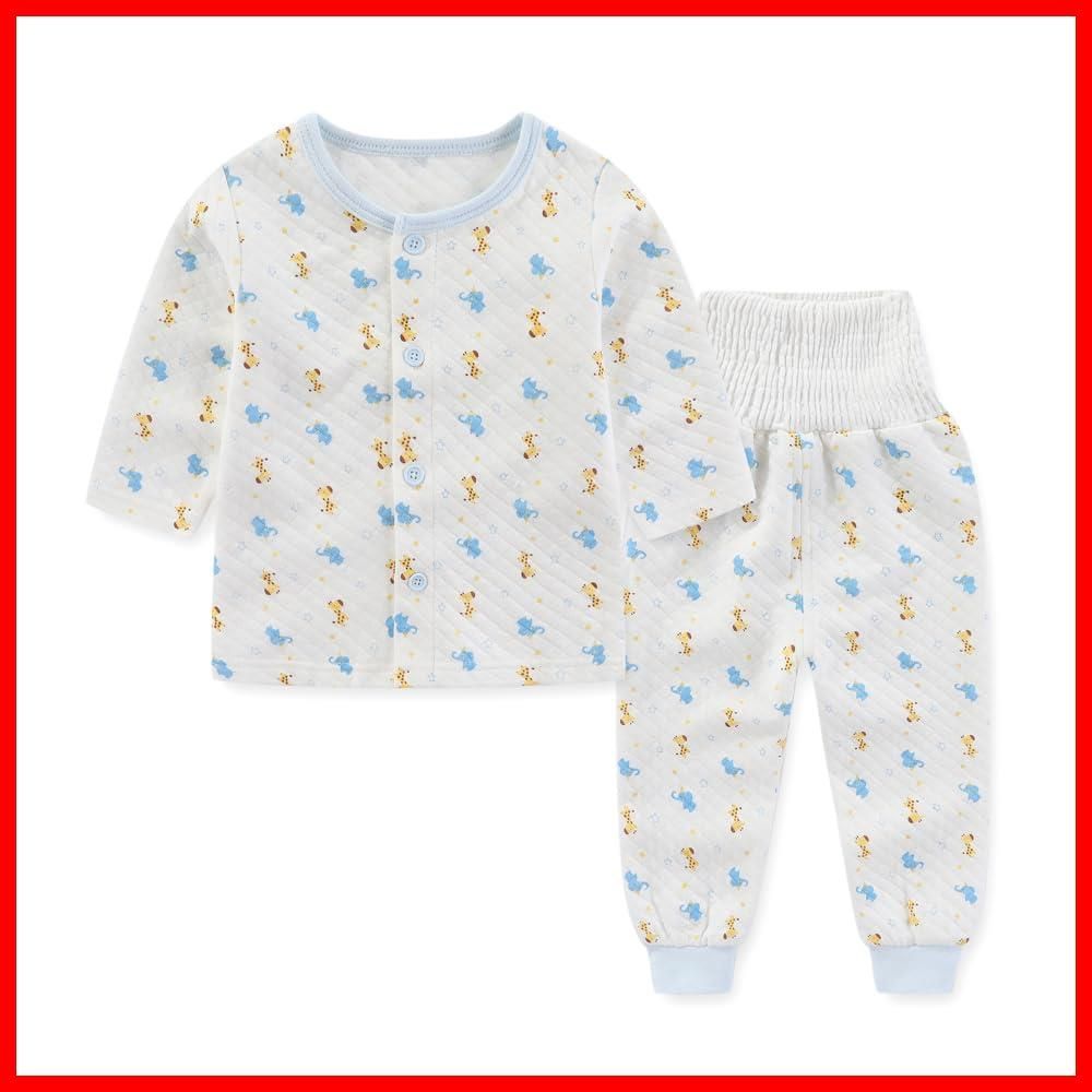 【在庫限定】koi] ベビー服 [Baby パジャマ厚手腹巻上下2点セット肩開き春秋冬長袖女の子男の子子供服総柄プレゼント贈り物