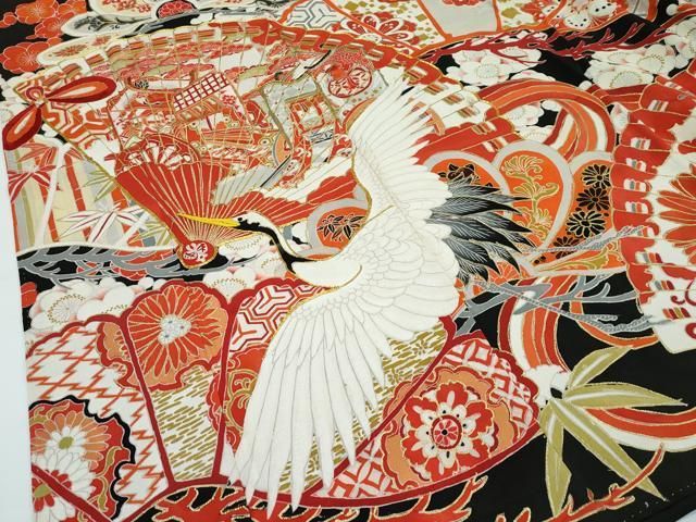 平和屋本店□極上 アンティーク 大正ロマン 振袖 駒刺繍 御所車