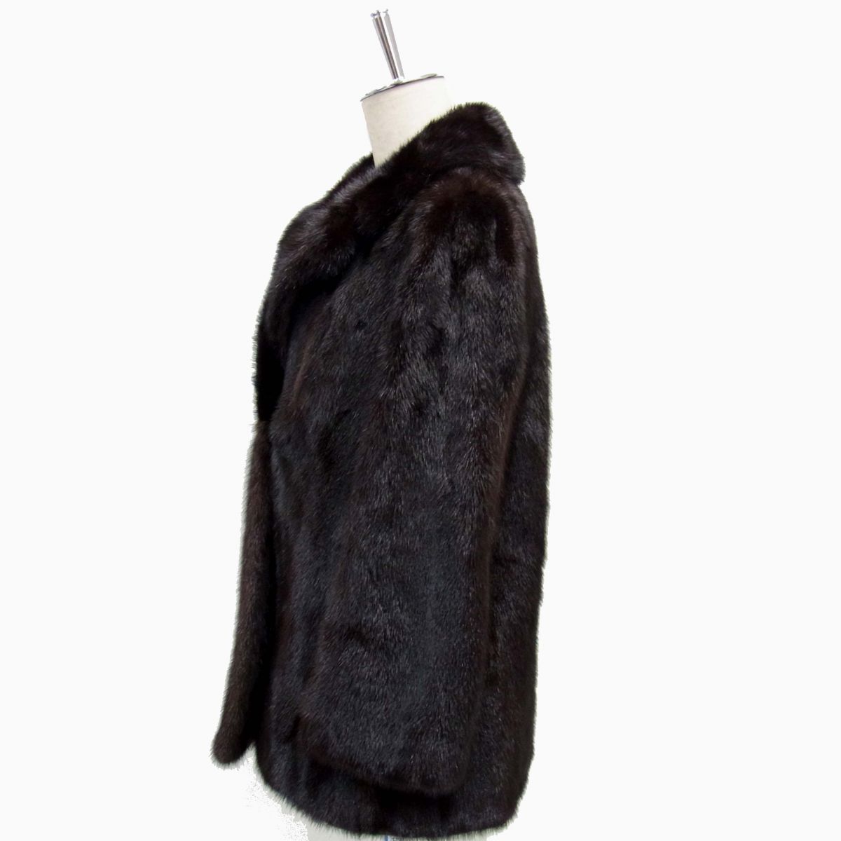 【美品】ミンク ファーコート ダークブラウン 毛皮 大きいサイズ　13号 ◇MINK FUR ダークミンクコート ダークブラウン 高級本毛皮