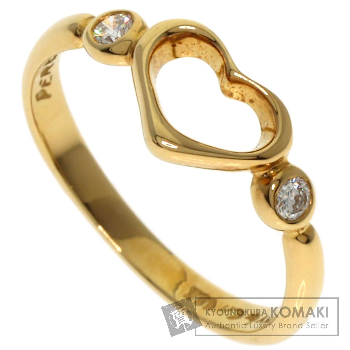 TIFFANY-Co. ティファニー オープンハート 2P ダイヤモンド リング 指輪 K18YG レディース
