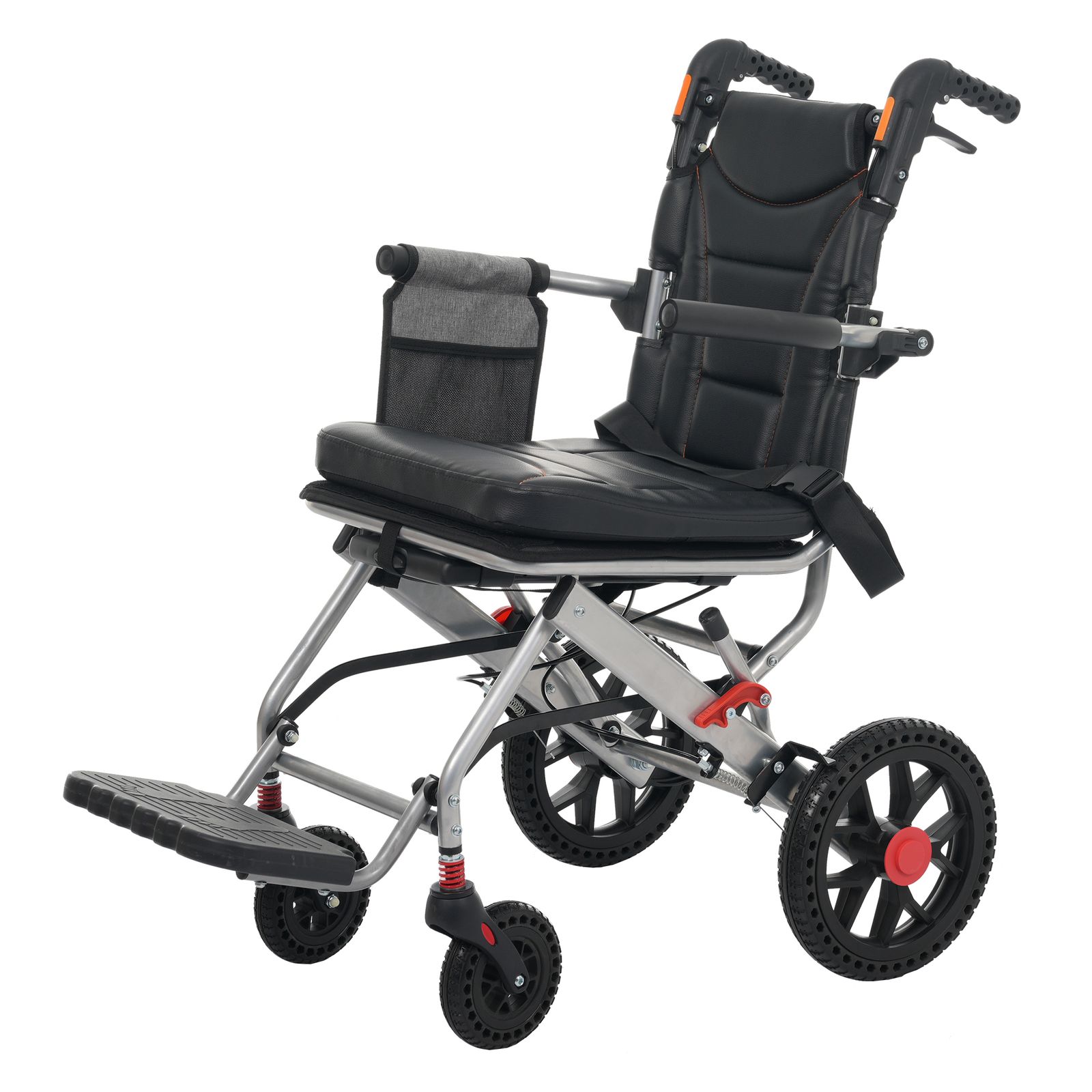 ♿ 介助式 車椅子 とても便利な多機能 コンパクトタイプ 安心ベルト付