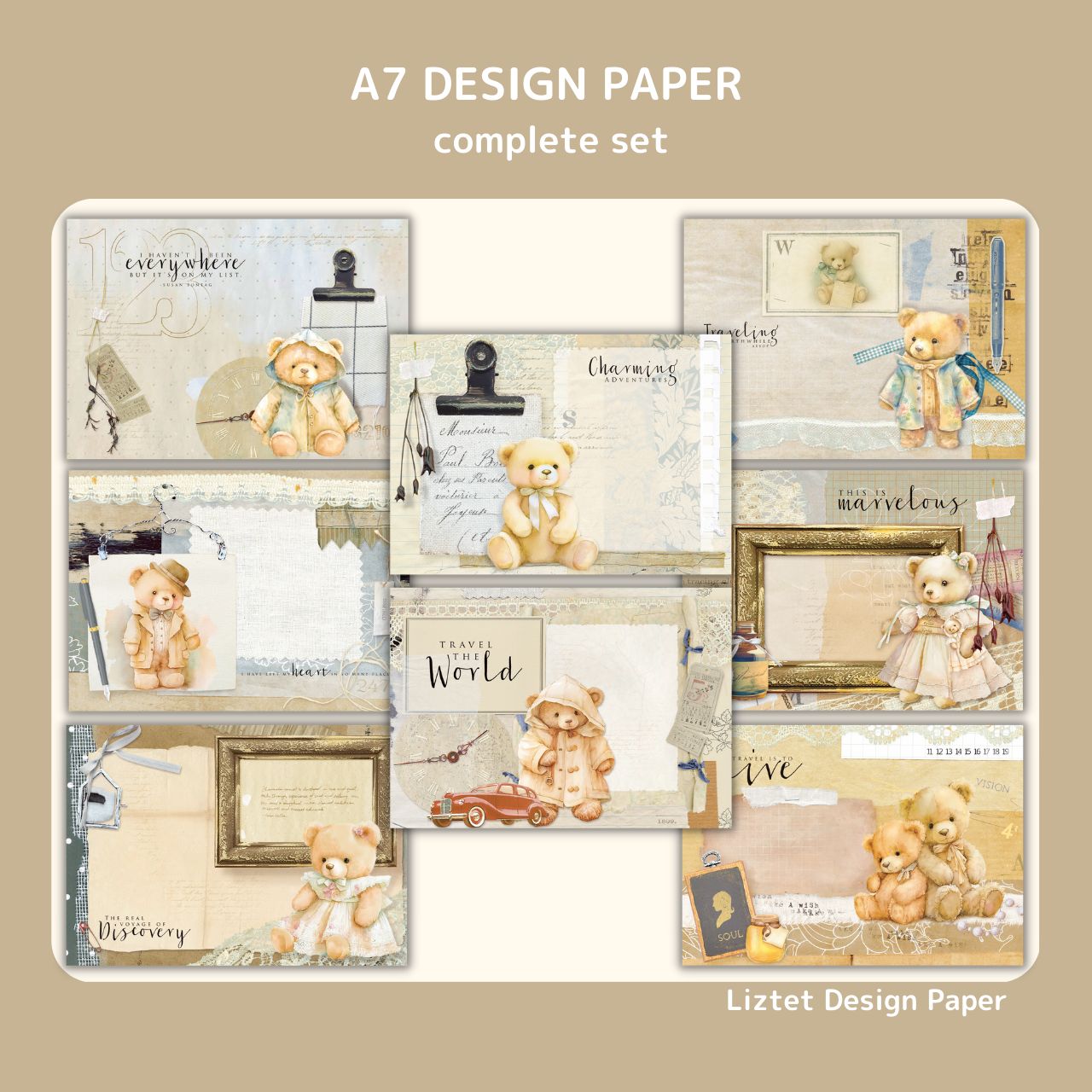 1 LizBear / A7 Designpaper Memo / 8種類 240枚set - メルカリ