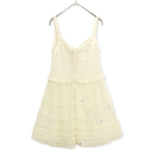 ピンクハウス☆モチーフいっぱい♪段々フリルのレースキャミソール