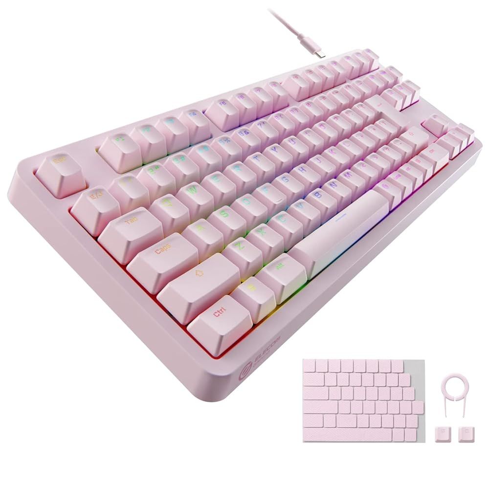 エレコム ゲーミングキーボード V-custom VK310S 有線 RGB テンキーレス メカニカル ネオクラッチキーキャップ 銀軸 スピードリニア