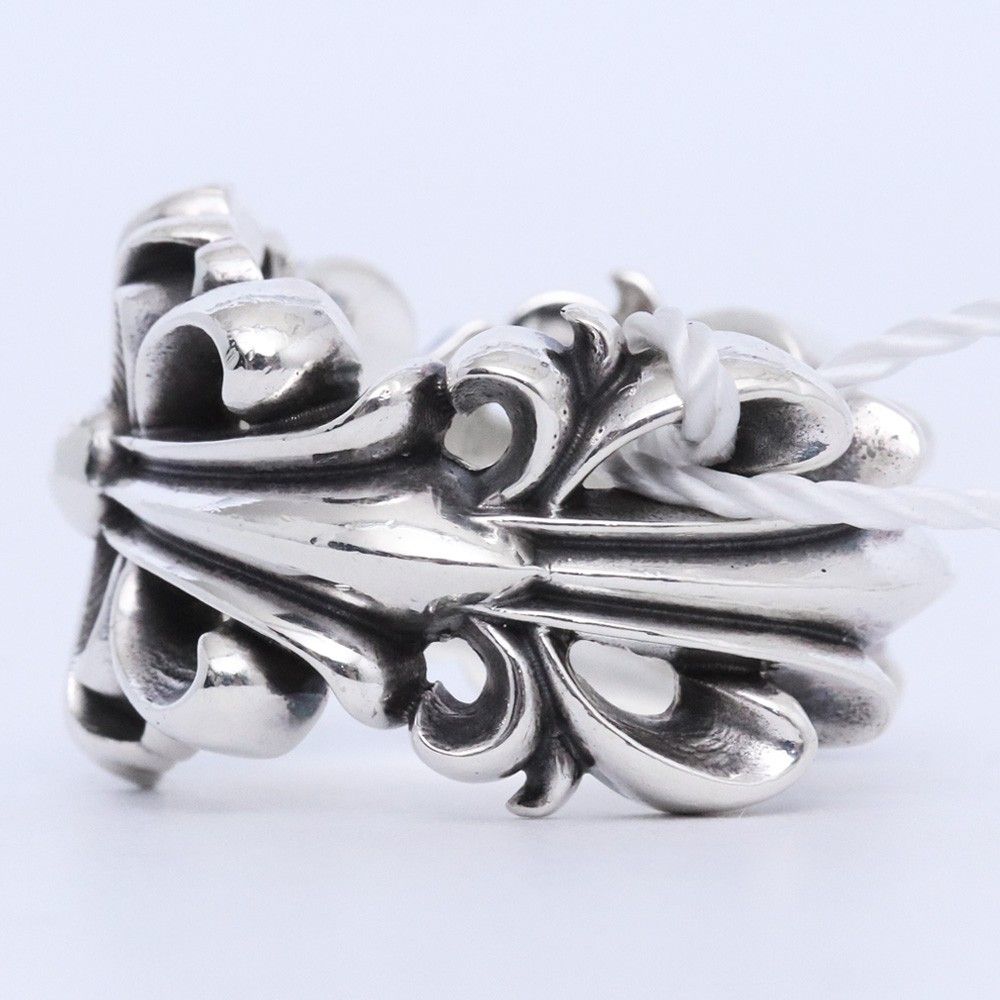 17号 CHROME HEARTS ダブルフローラルクロスリング シルバー