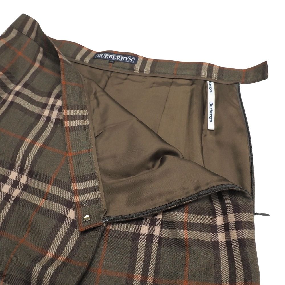 新品続々入荷中! Burberrys バーバリーズ ヴィンテージ スカート サイズ15BR チェック プリーツ フ ウール ミモレスカート ブランド古着 20251009|RA6234 充実の品揃え!