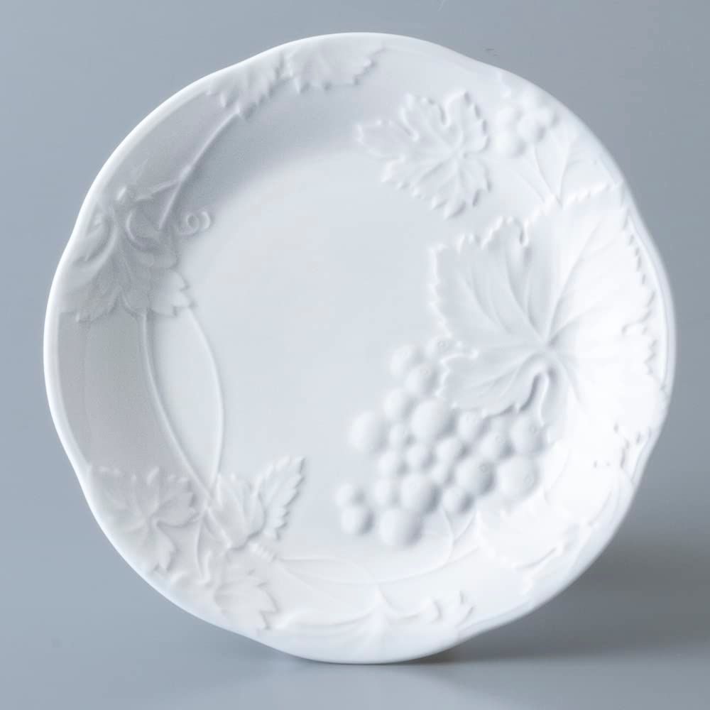 【迅速発送】NARUMI(ナルミ) プレート 皿 セット ギフトギャラリー 27cm ホワイト ブドウ柄 かわいい レリーフ 2枚セット 電子レンジ温め 食洗機対応 日本製 ギフトボックス付き 1023-23369