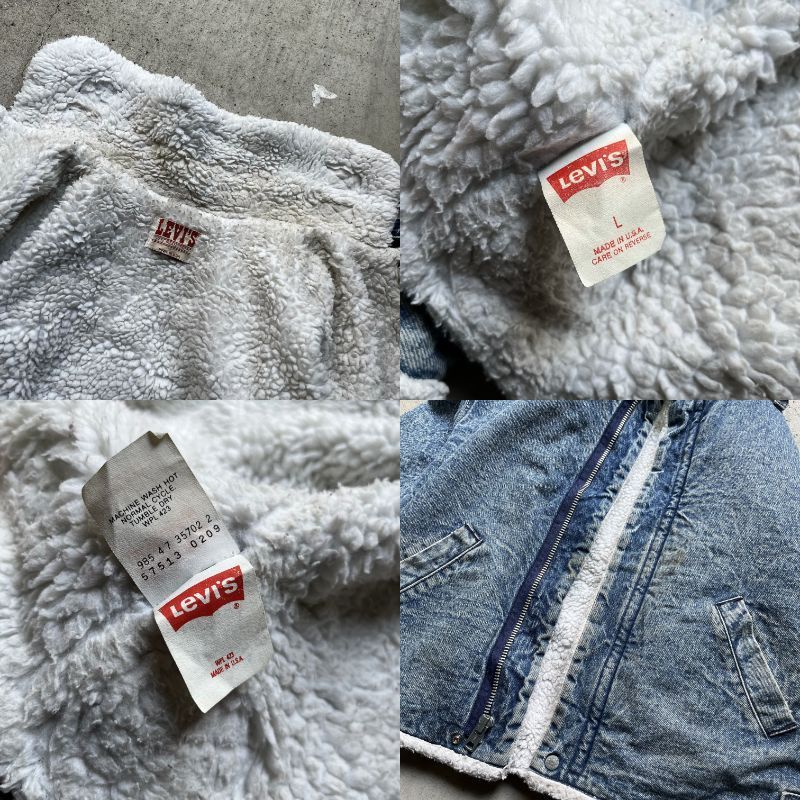 USA製 80年代 Levi's リーバイス 57513-0207 ケミカルウォッシュ B-3型 デニム ボアジャケット メンズL - メルカリ