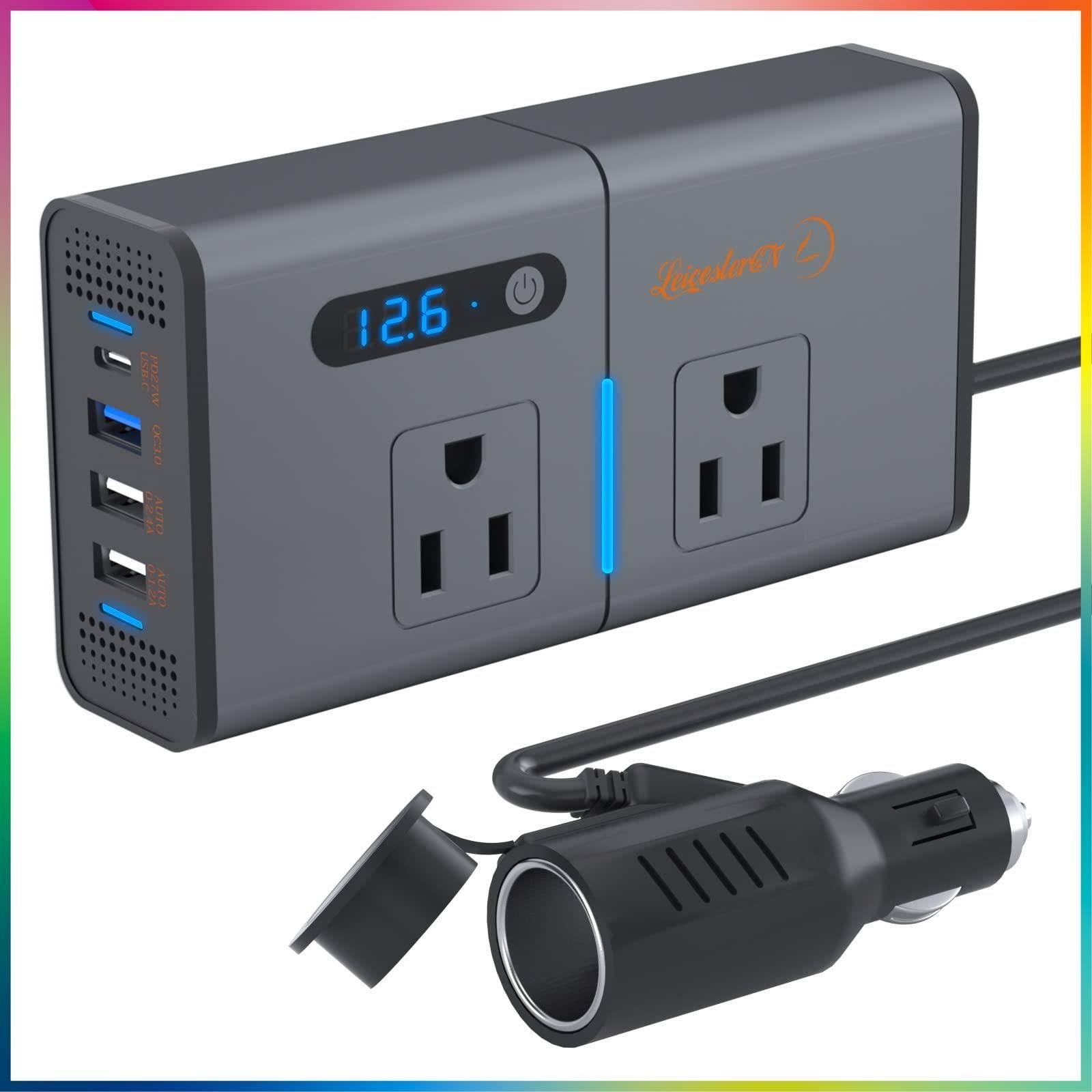 【新着商品】LST 200Wカーインバーター コンバーター 改進版 DC to AC 変換アダプター 車載電気用品対応 USB給電口３つ QC3.0快速充電 DC12VをAC100Vに交換 AC100V電源2口 修正正弦波 シガーライターソ