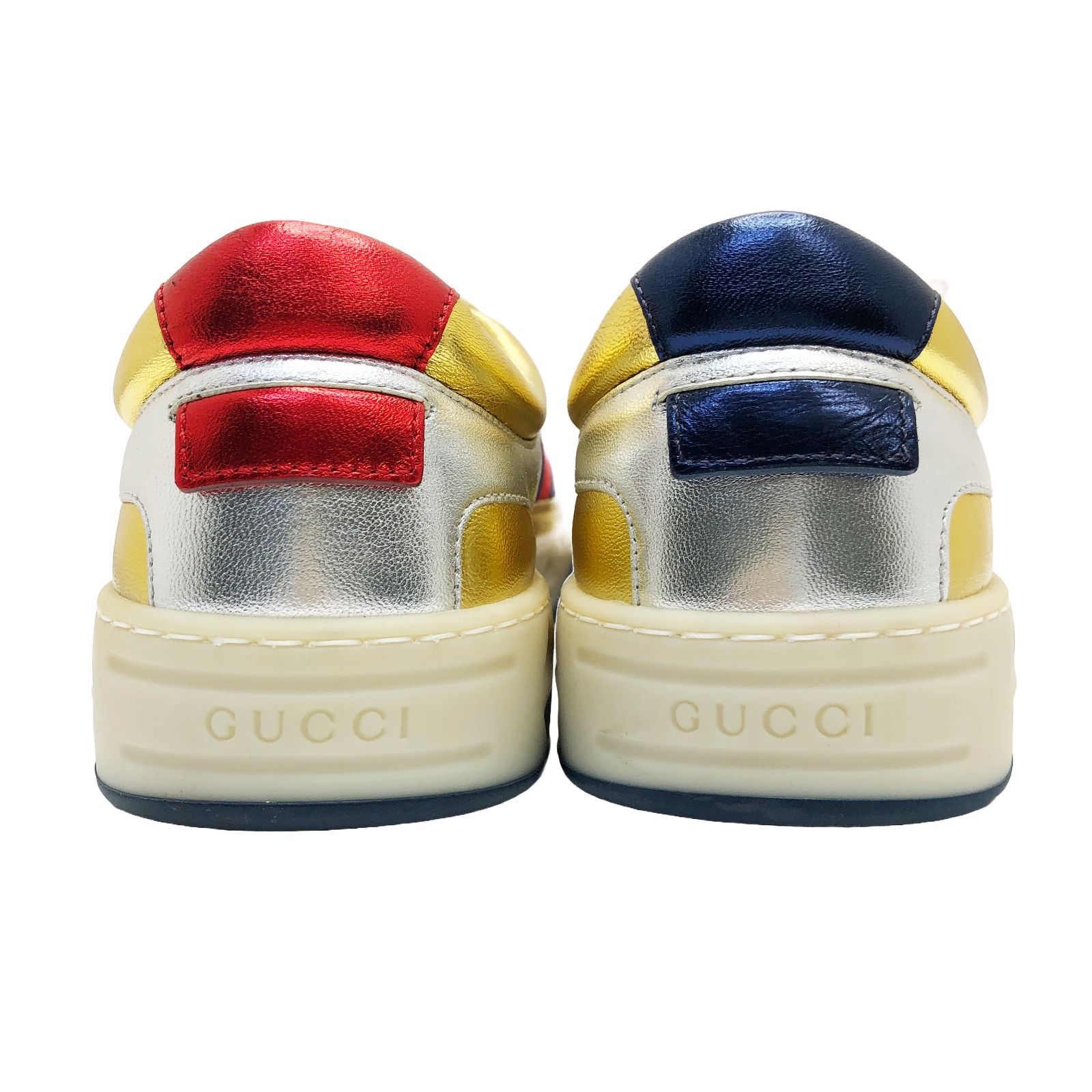 GUCCI グッチ Sherry Line Metallic Leather Low-Cut Sneaker Gold シェリーライン メタリック レザー  ローカット スニーカー ゴールド 494762 - メルカリ