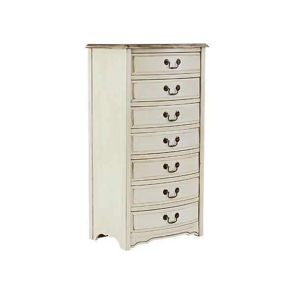 アンティーク調 7段 チェスト W約52×D約36×H約95.5cm ホワイト