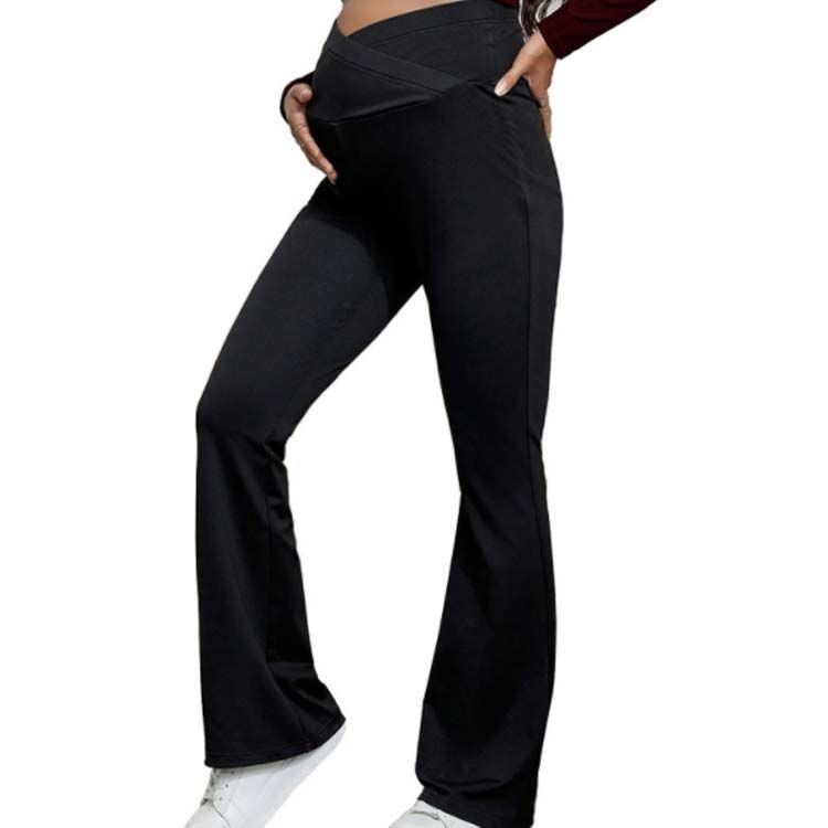 パンツ ズボン ウェストクロス フ パンツ マタニティ スリム マタニティ ウェストクロス ベルボトム 妊婦 長ズボン 産前産後兼用 マタニティパンツ 細身 ストレッチ ワイドパンツ オフィス cjfj142636