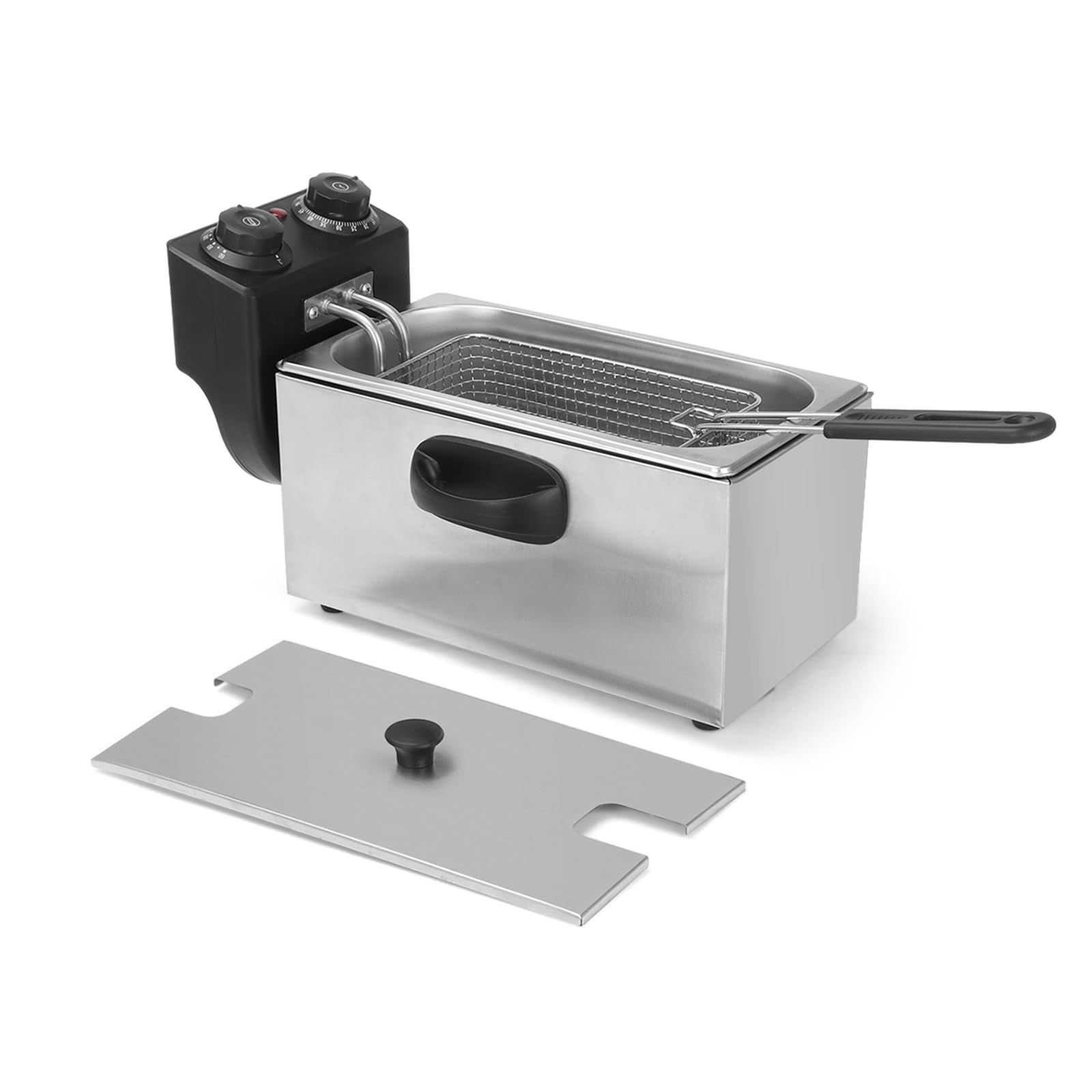 EC Hometec 電気フライヤー 4L タイマー付き フライヤー ステンレス 60-200℃温度調節 卓上フライヤー 家庭用 業務用 串カツや揚げ物や天ぷら等に