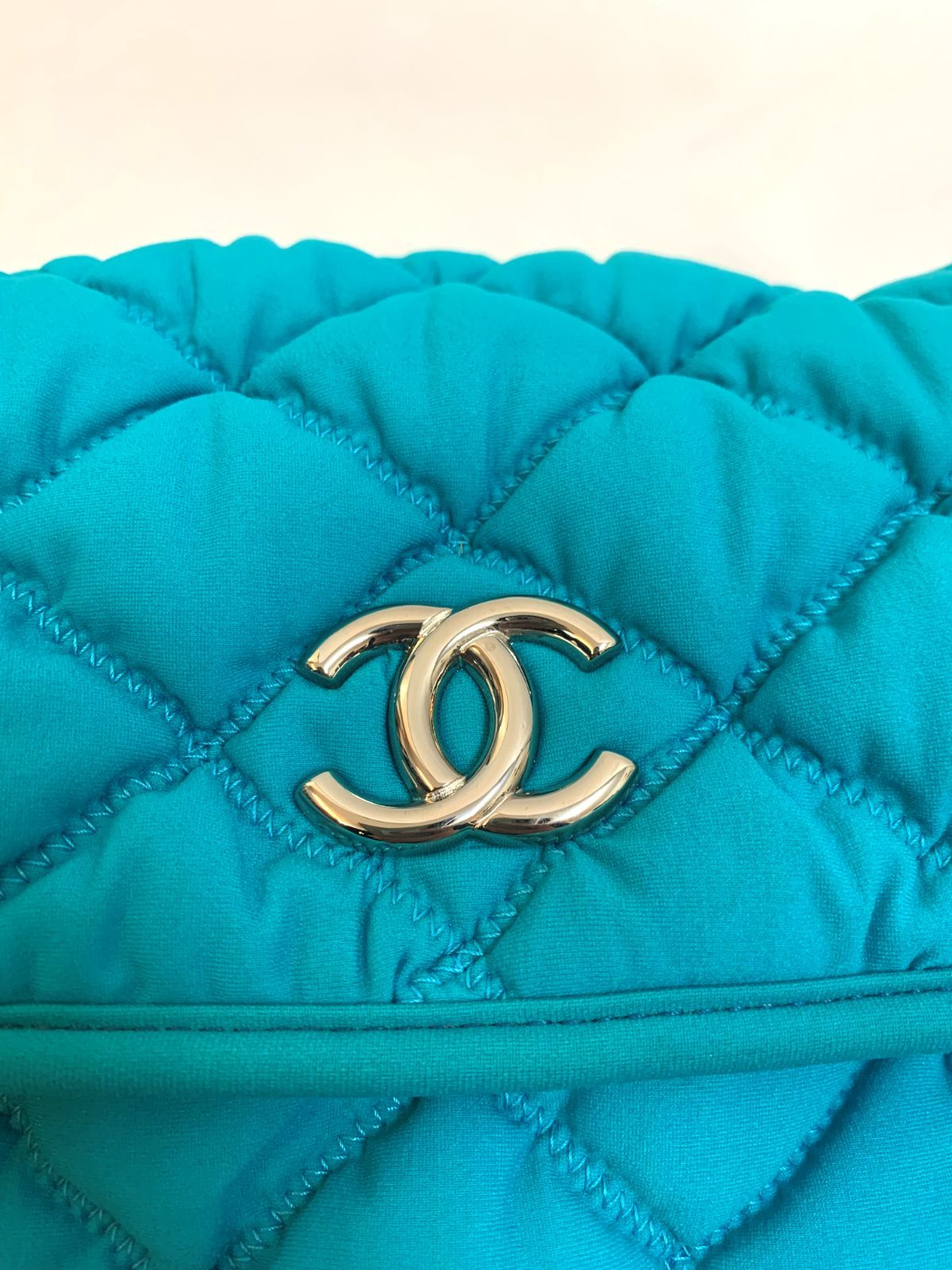 CHANEL シャネル ショルダー キルティング バッグ ターコイズブルー 
