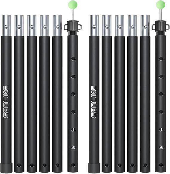 【在庫処分】サンライク（SANLIKE） タープポール アルミタープポール テントポール 全長約210cm 直径25mm 厚さ1.5ｍｍ 頑丈アウトドア 設営用品 キャンピング 収納袋付き (ブラック-2本セット）