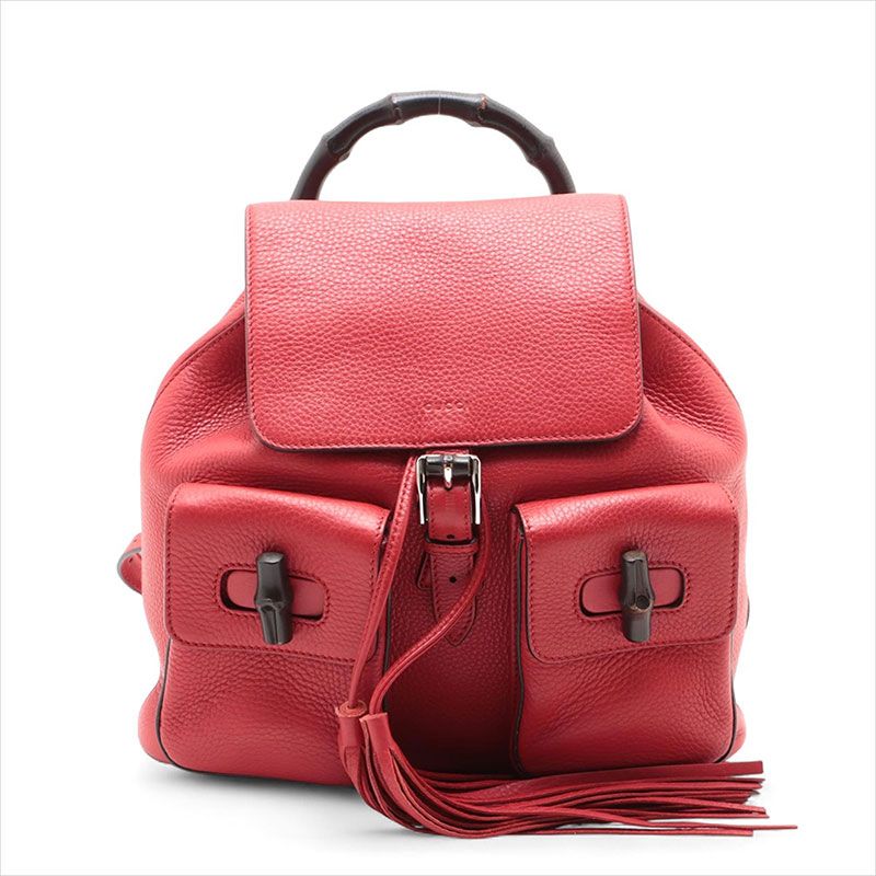 定価50万！美品✨GUCCI オーストリッチ バンブー リュック レザー 赤