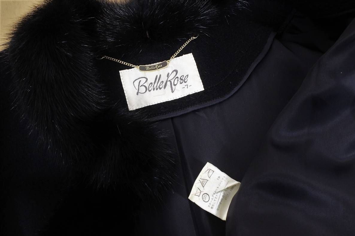 ファーコート☆カシミア100％☆ブラック☆9号☆美品