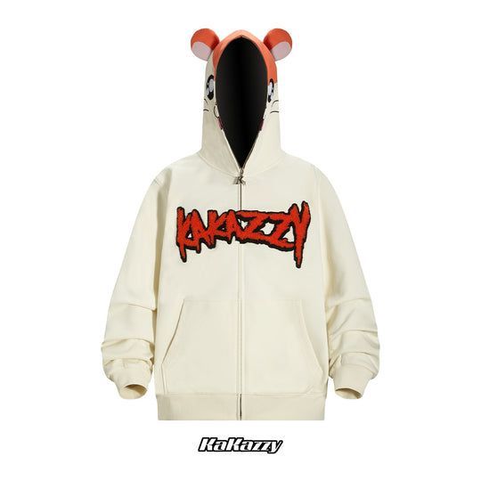 KaKazzy】ハム太郎 とっとこハム太郎 フルジップ パーカー 男女着用可