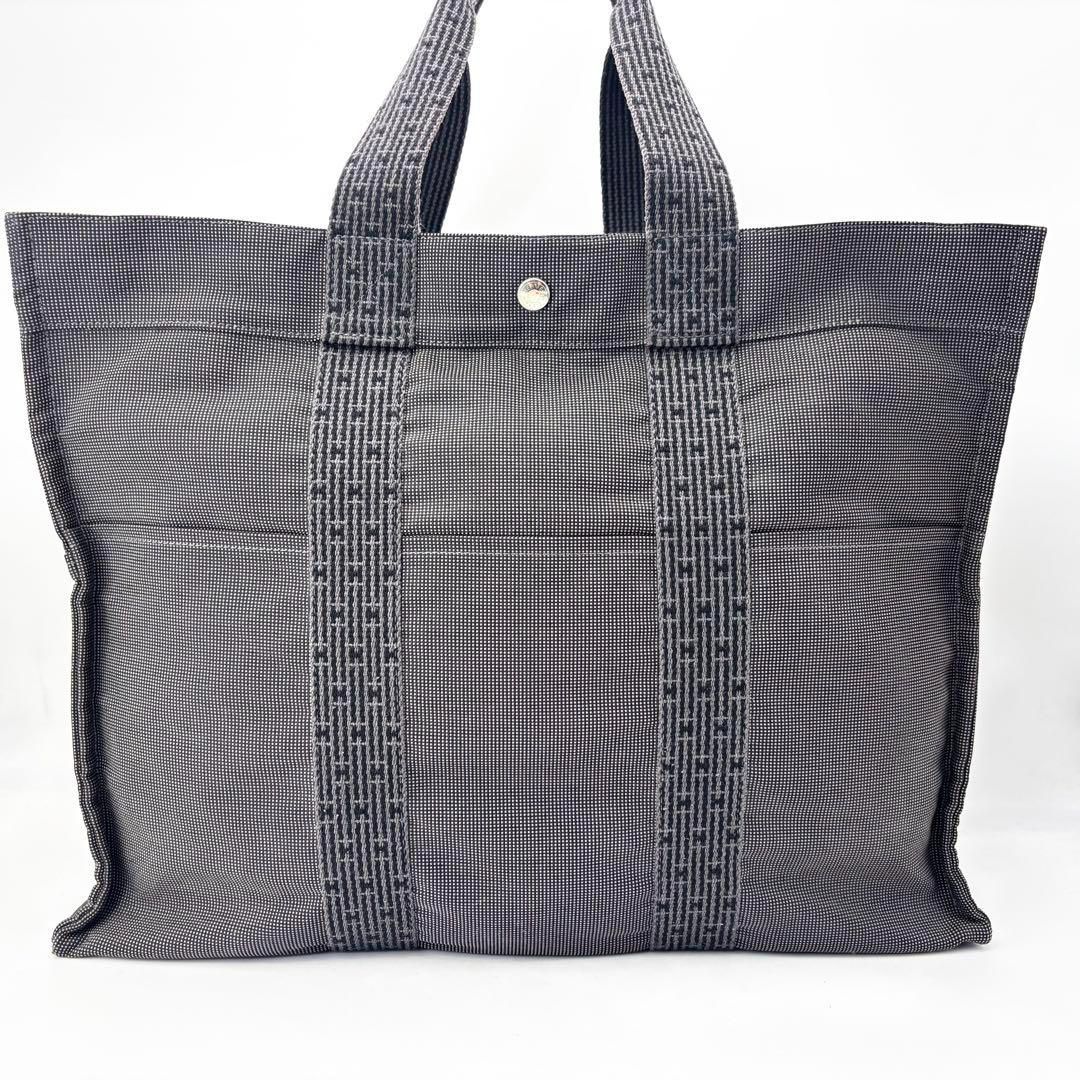 HERMES エルメス エールラインPMトートバッグ グレー系 鞄 カデナ無