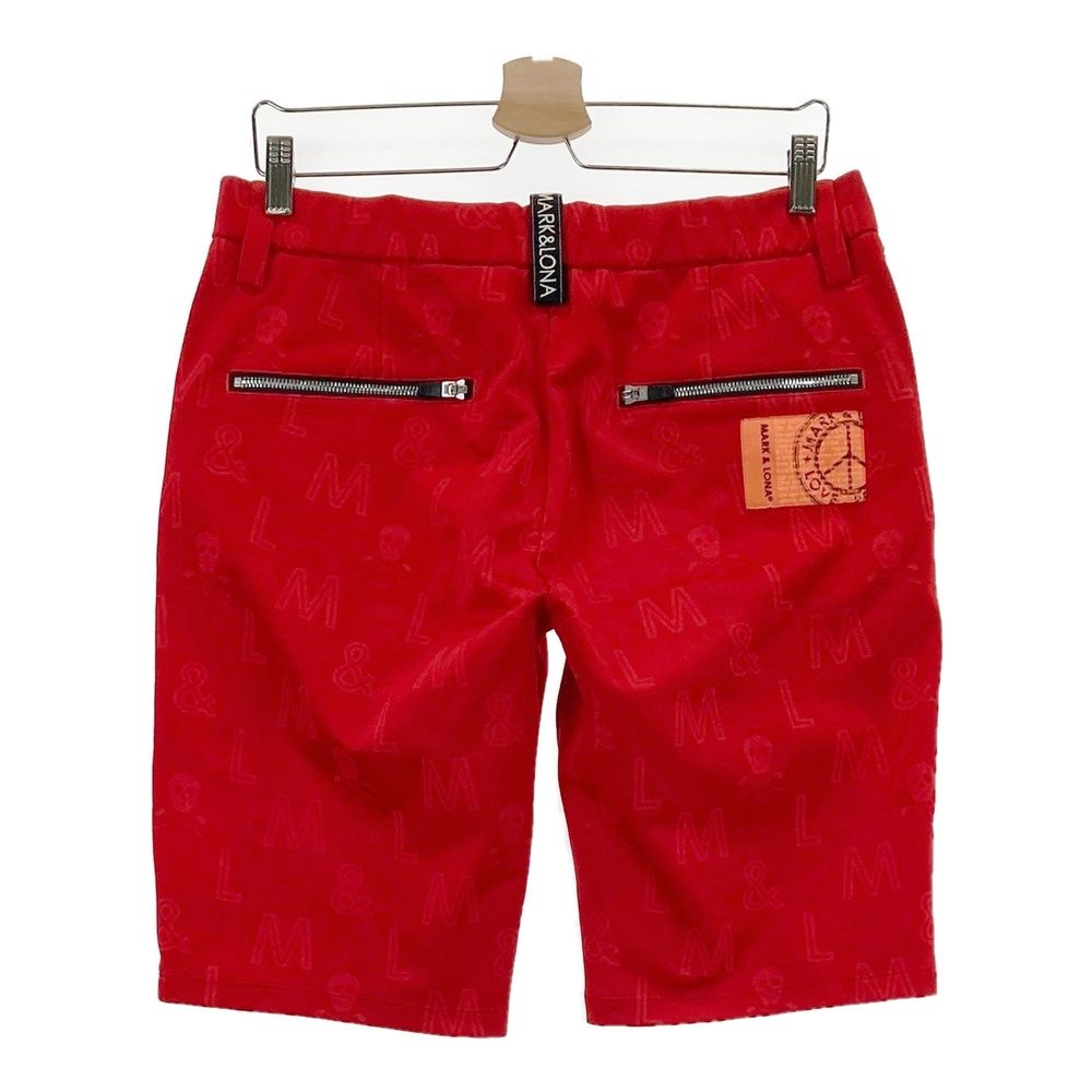 サイズ 48 MARK-LONA マークアンドロナ ハーフパンツ ロゴ総柄 レッド系 240101528346 ゴルフウェア メンズ ストスト