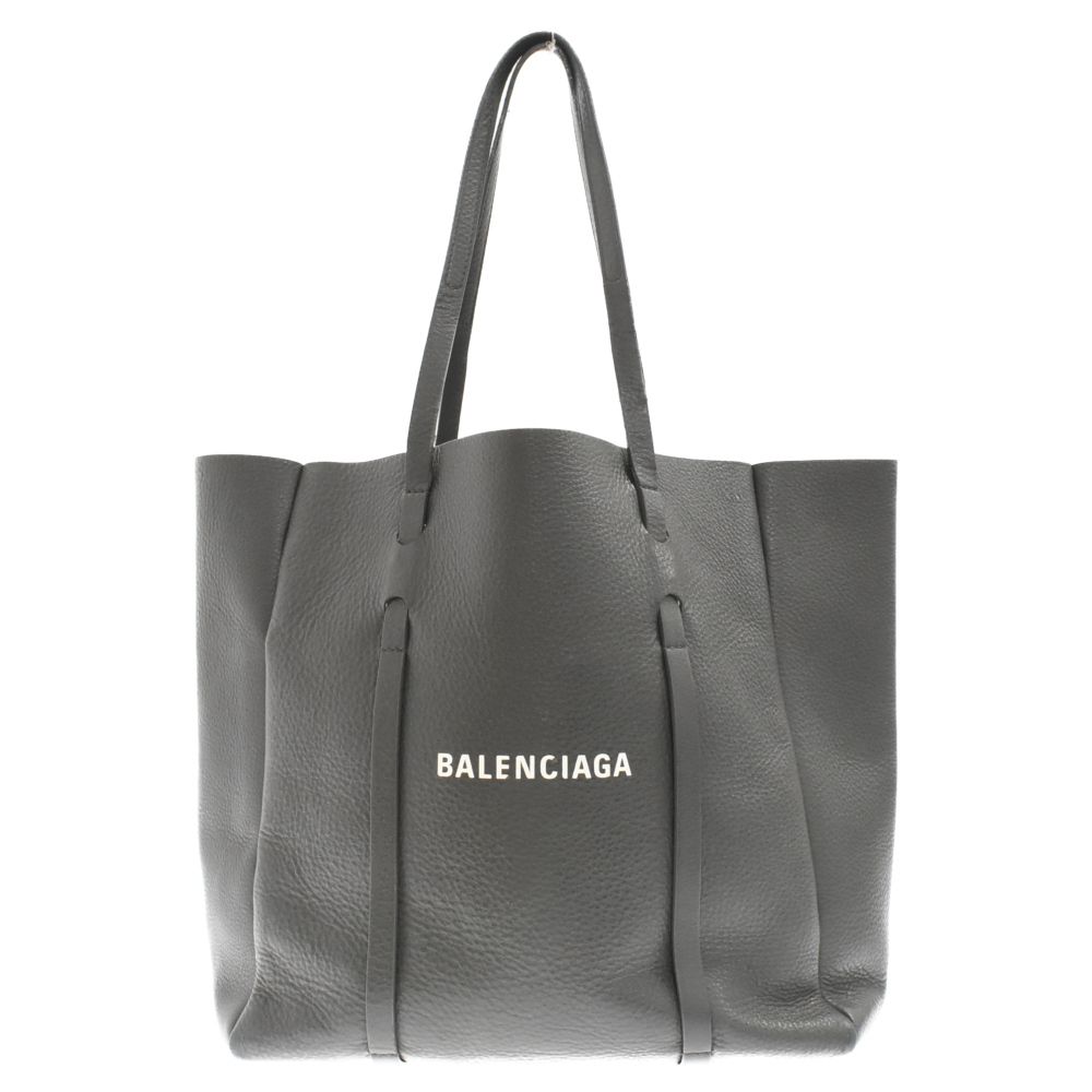 BALENCIAGA (バレンシアガ) エブリデイトート ロゴプリント トートバッグ レザー ブラック 475109