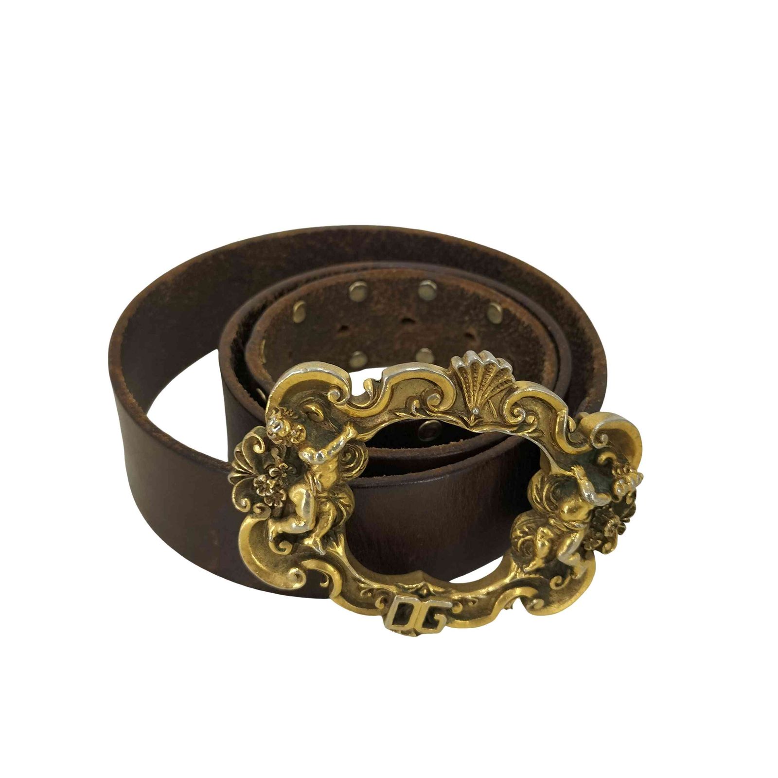 ドルチェアンドガッバーナ DOLCE-GABBANA エンジェルバックル スタッズ レザー ベルト メンズ 表記無
