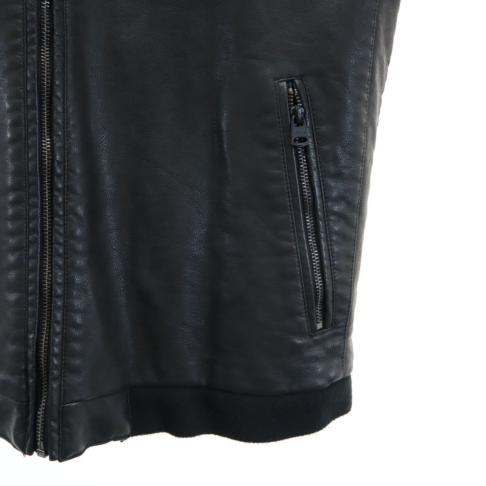 セール，人気 Levi’s◆レザージャケット・ブルゾン/M/フェイクレザー/BLK/無地/PC9-A5019-0000