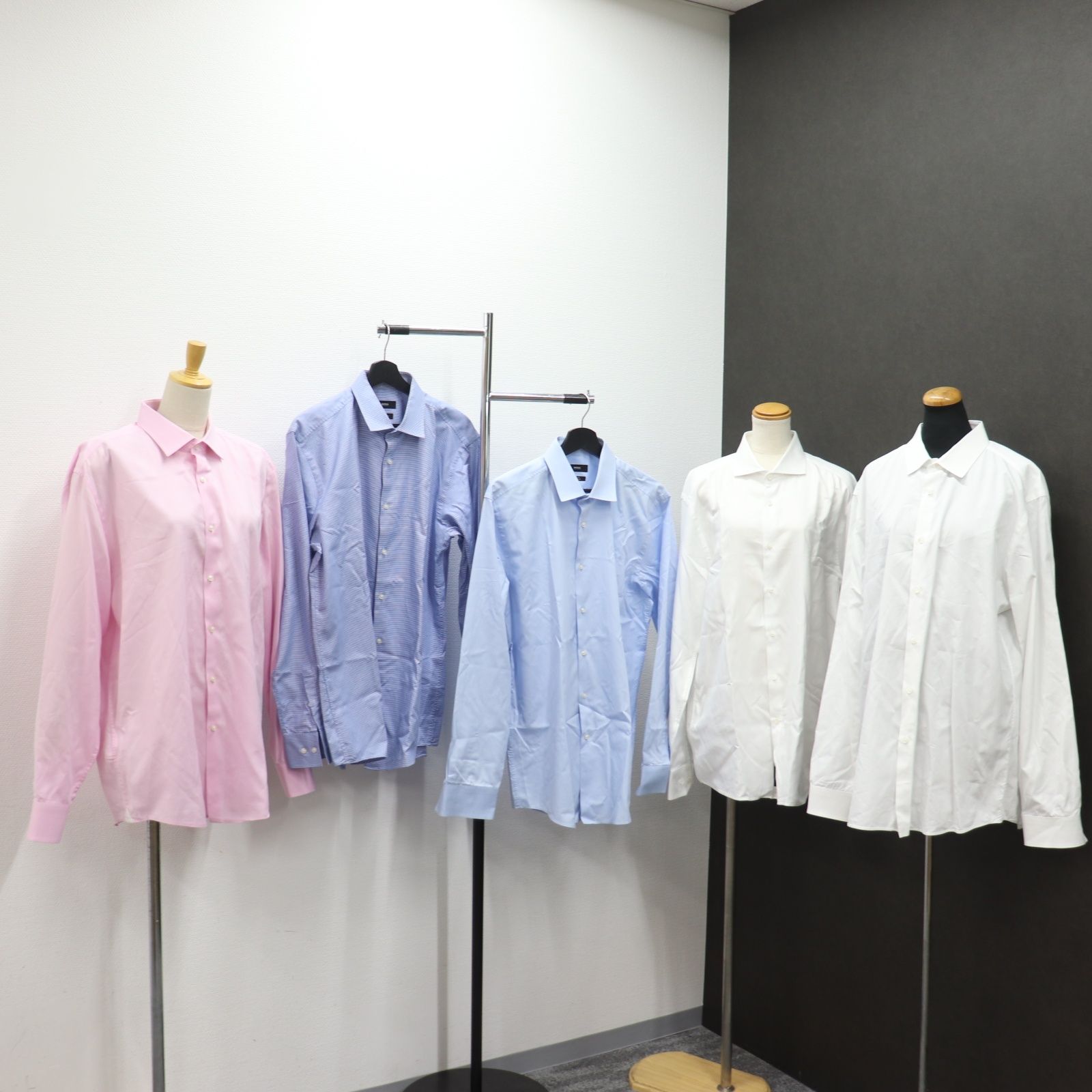 ITCSTPDEPM5S HUGOBOSS ヒューゴボス 長袖 シャツ 5点セット スリムフィット Slim Fit コットン 綿 ピンク ブルー ホワイト メンズ サイズ43