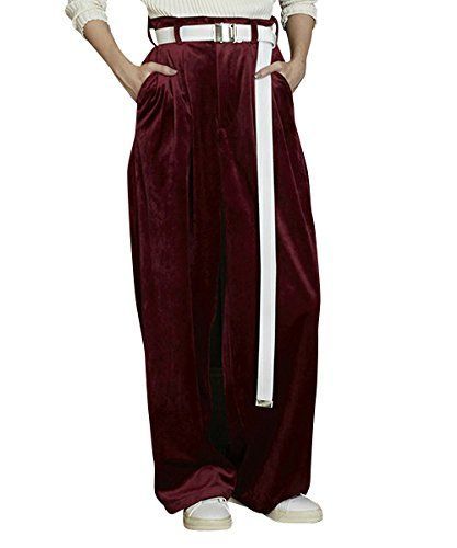 Size S_Color ワイン アンリラクシング Unrelaxing ワイドシルエットベロアパンツ UR-493W S ワイン UR-493W_RD10S001