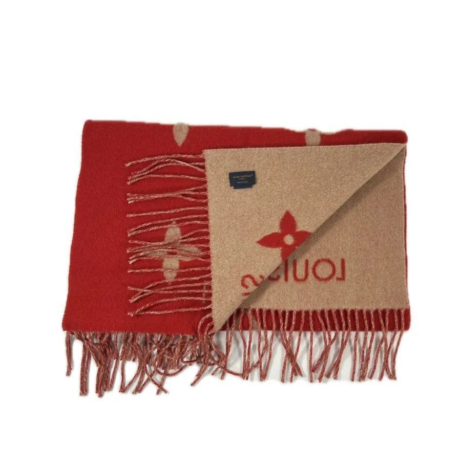 ルイヴィトン モノグラム マフラー 赤 エシャルプ ロゴマニア