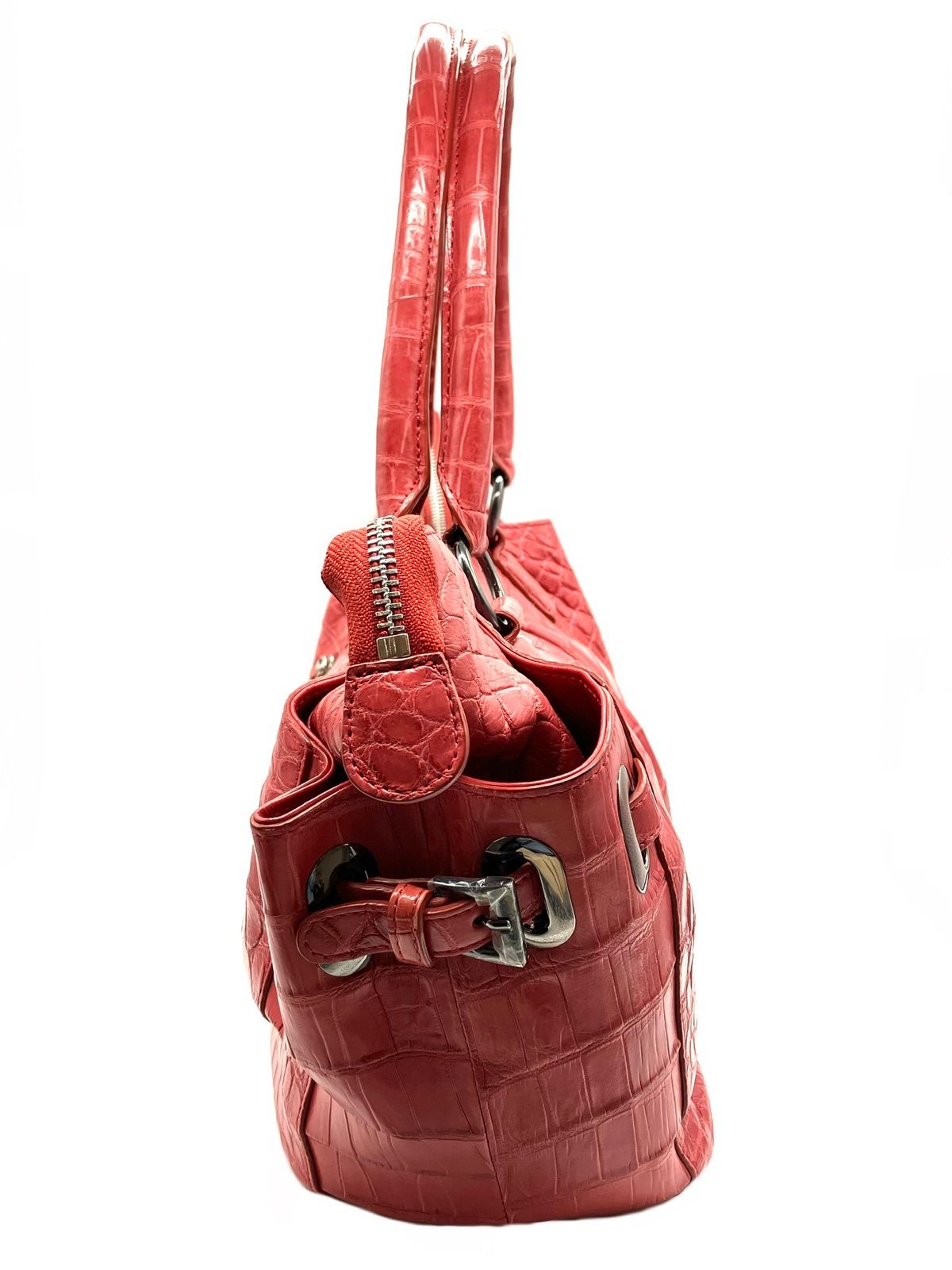 ハンドバッグ クロコダイル マット加工 赤 ハイビスカスレッド トートバッグ ファッション小物 本革 大容量 高品質 メンズ レディース ギフト  プレゼント