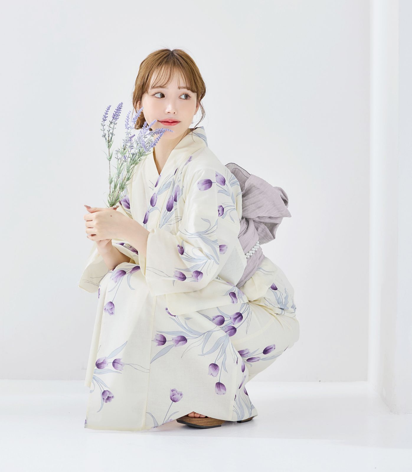 レッセパッセ☆完売チューリップ柄浴衣３点セット新品♪お値下げ‼️ レッセパッセ☆完売チューリップ柄浴衣3点セット新品♪お値下げ