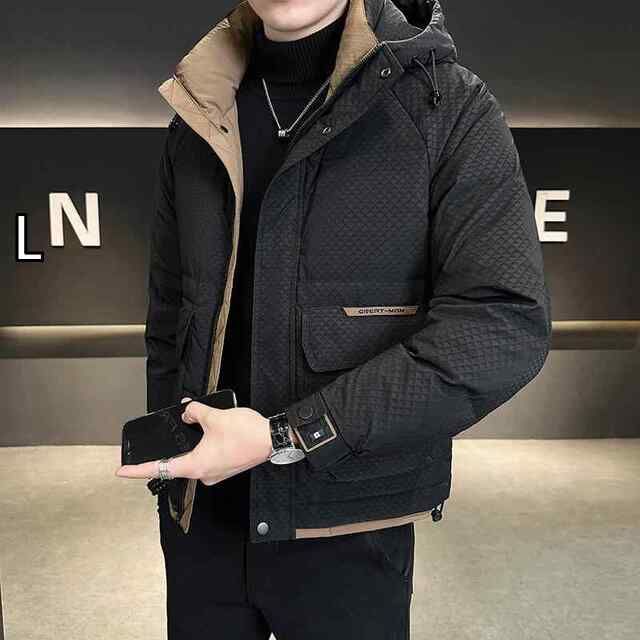 [L]秋冬 コーデ メンズ  服 シンプル ファッション オシャレ 大人 かっこいい 大きいサイズ ストリート 紳士服 ダウン ジャケット アウター フード付き カジュアル ハイエンド コート  名