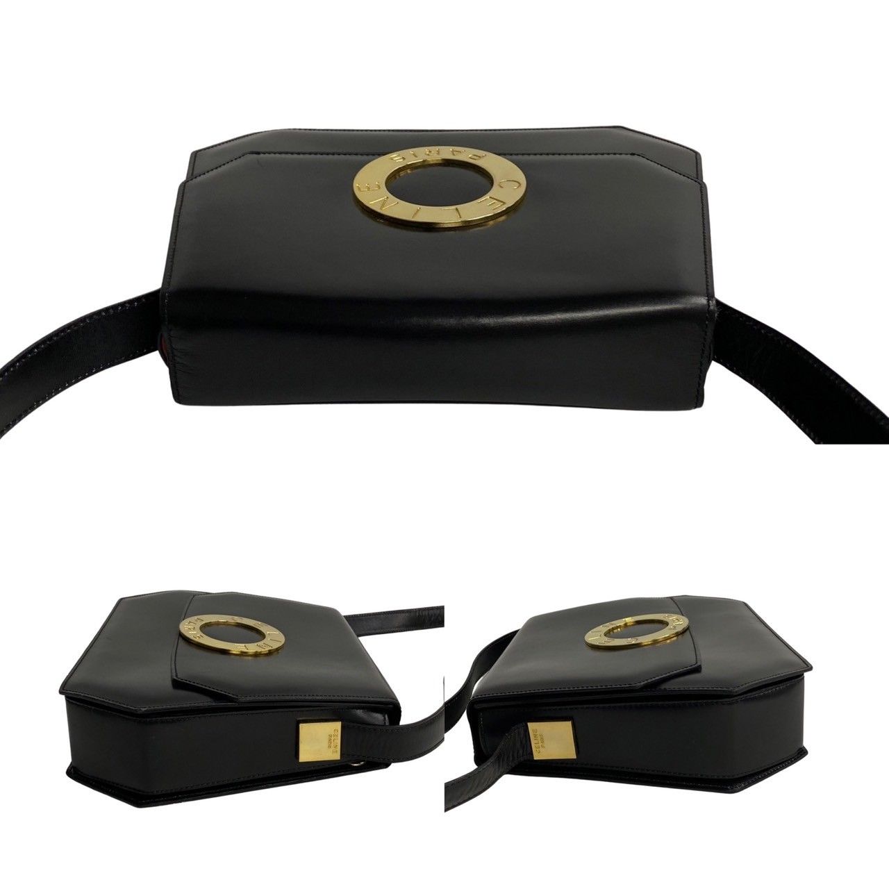 ほぼ未使用 袋付 CELINE セリーヌ ヴィンテージ サークルロゴ 金具  