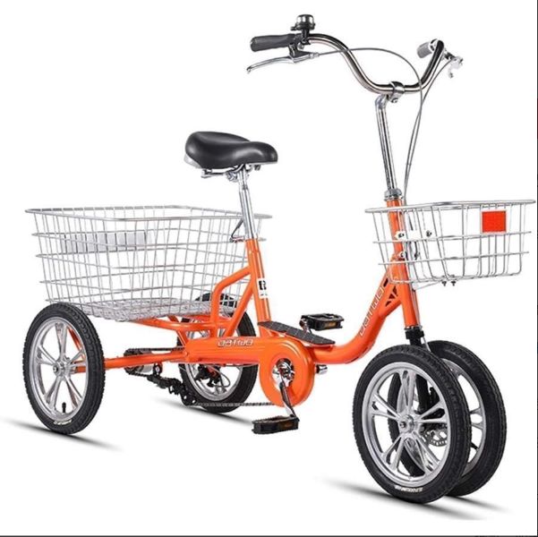 人気推薦◆四輪自転車 トライククルーザーバイク 大人三輪車 14インチ4輪ダブルブレーキ 高齢者 女性 男性 初心者の自転車