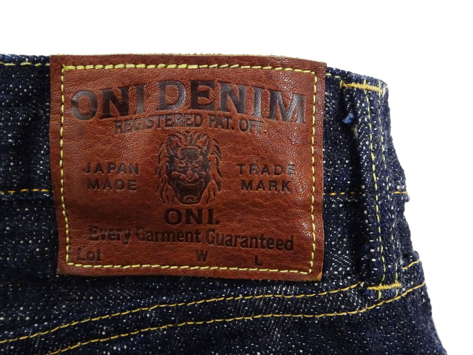 ONI DENIM× BURGUSコラボ　デニムパンツ　32　ボタンフライ　1 UNION SPECIAL OVERALLS】【ウォバッシュ】【ONE PIECE FLY