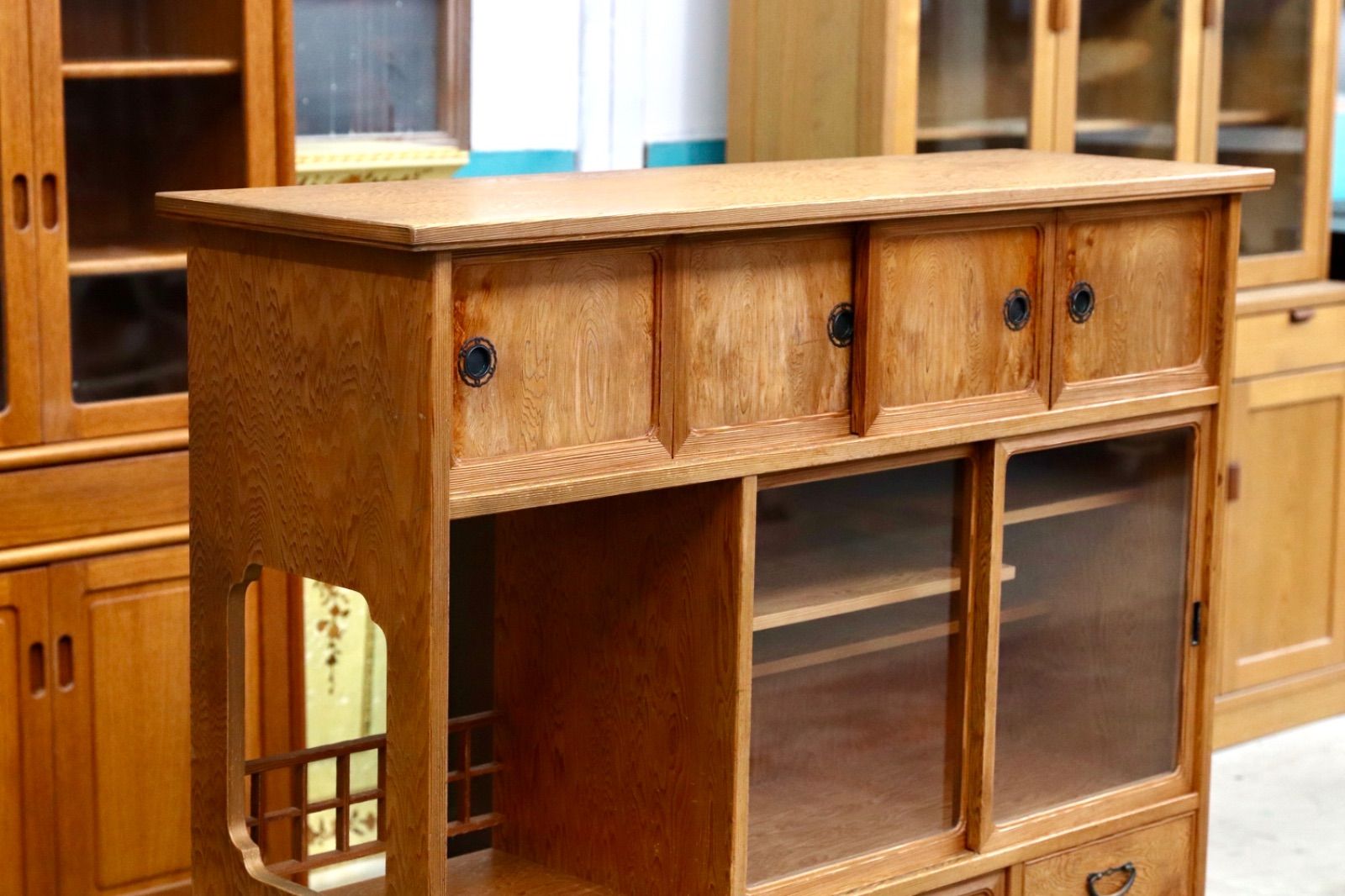 GMIK551 世界遺産屋久杉 茶棚 飾り棚 サイドボード リビングボード 和家具