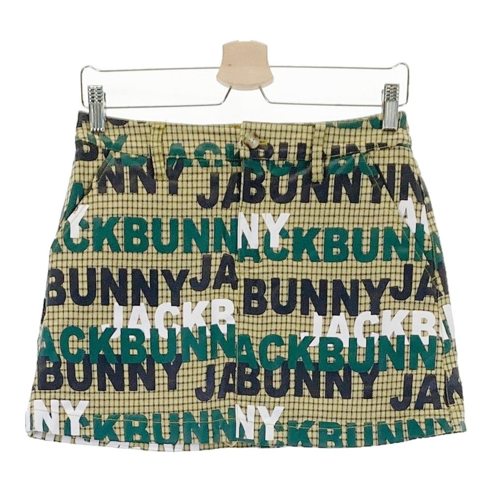 サイズ：1 JACK BUNNY ジャックバニー  インナー付ストレッチスカート ロゴ チェック 総柄 イエロー系 [240101377834]# ゴルフウェア レディース ストスト