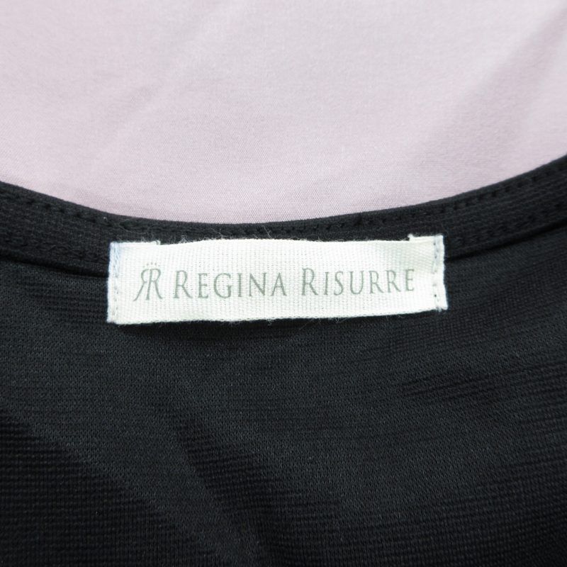 レジーナリスレ REGINA RISURRE ロングワンピース フレアスカート バイカラー 半袖 ピンク 黒 ブラック MA /FT 0818