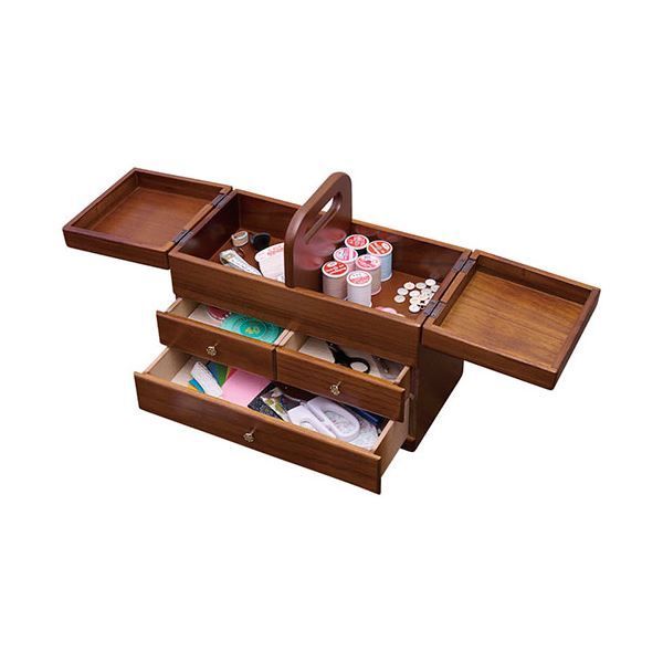 ソーイングボックス 32.5×17×22cm 職人がひとつひとつ丁寧につくった木製のソーイングボックス C6023608