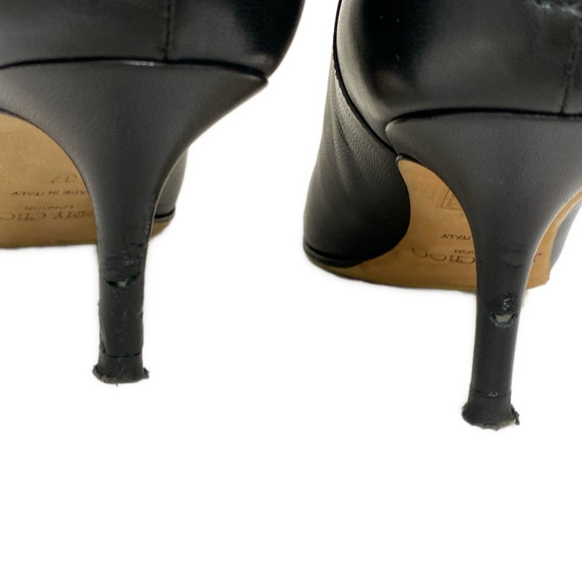 美品JIMMY CHOO ☆ジミーチュウ ビジュー　レザーブーツ 黒 37 限定 JIMMY CHOO(ジミーチュウ) ブーツ 37 レディース - 黒 レザー