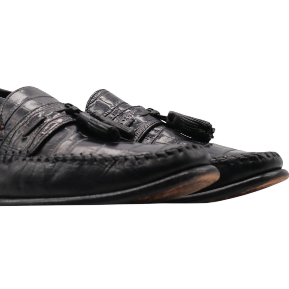 フォーマルスタイル 古着 フローシャイム Florsheim クロコダイル 型押し タッセルローファー 9D メンズ27.0cm相当|saa013377 送料無料。