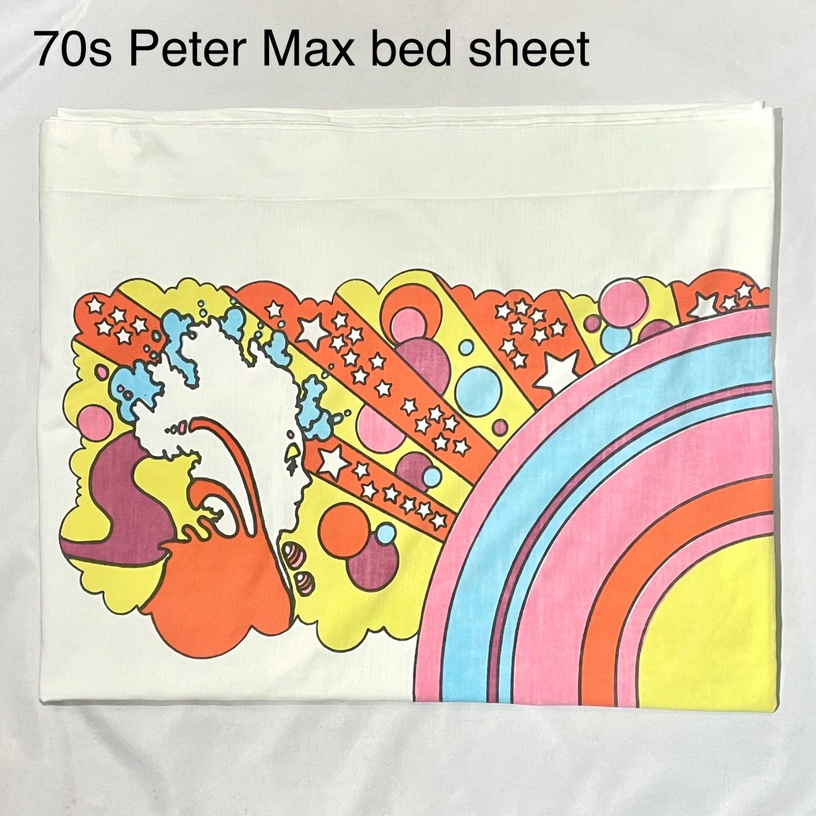70s vintage Peter Max ベッドシーツ Made in USA ピーター